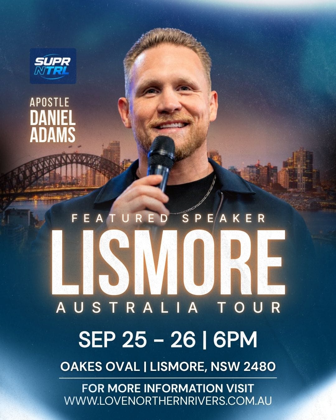 Apostle Daniel Adams, featured speaker, Lismore Australia Tour, 25 to 26 September 2026 from 6:00 PM, Oakes Oval, Lismore