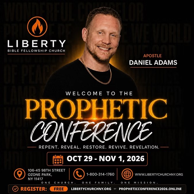 Apostle Daniel Adams at the Prophetic Conference, Liberty Bible Fellowship Church, Ozone Park, New York, 29 October to 1 November 2026