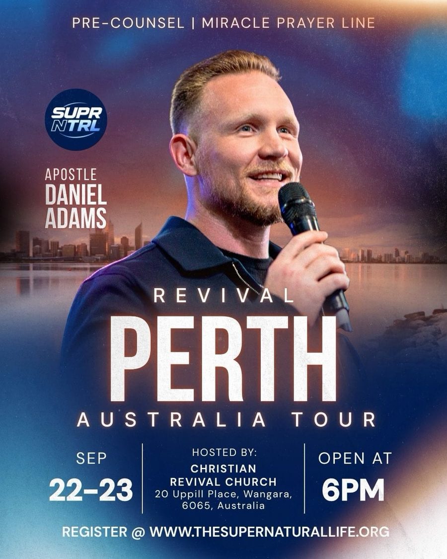 Apostle Daniel Adams, Perth Revival, Australia Tour, 22 to 23 September 2026 from 6:00 PM, Christian Revival Church, Wangara